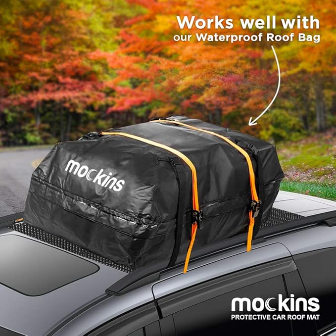 Mockins 43" x 39" Anti Slip Mat for Car Roof Cargo | Non-Skid PVC Foam Soft Roof Rack Pads | Automotive Roof Mat & Cargo Liner for SUV Car Truck & Van | Customizable Multifunctional Anti Slip Car Mat