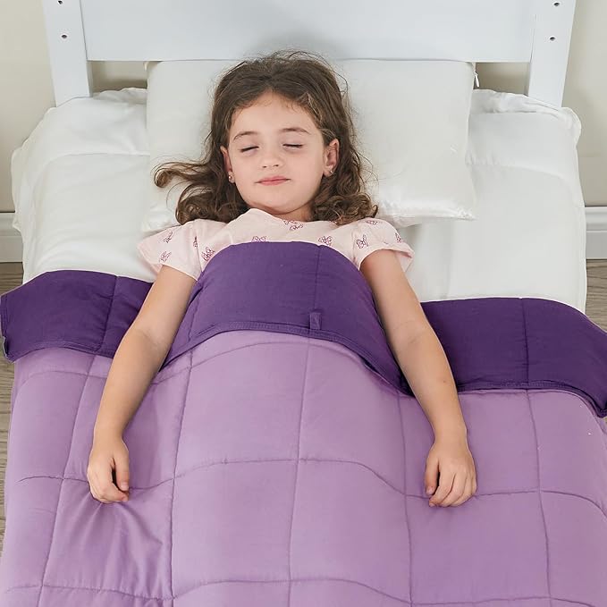 yescool Weighted Blanket (5 lbs, 36" x 48", Purple) Cooling Heavy Blanket for Sleeping Perfect for 40-60 lbs, Breathable Blanket with Premium Glass Bead, Machine Washable