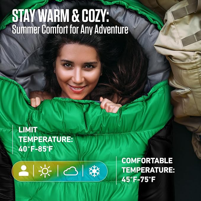 VENTURE 4TH Backpacking Sleeping Bag – XXL, Double and Single Sizes - Lightweight Warm & Cold Weather Sleeping Bags for Adults, Kids & Couples – Ideal for Hiking, Camping & Outdoor Adventures