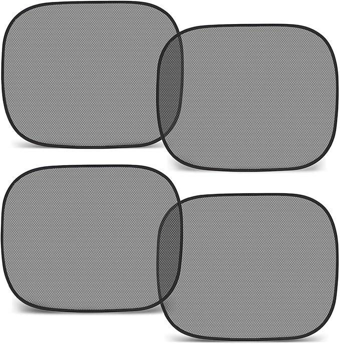 Car Window Shades for Baby, 4PCS 20"x12" Static Cling Window Shade, Window Covers for Side Front Back Windows, Blocks UV, Universal Fit, Pop Open Design