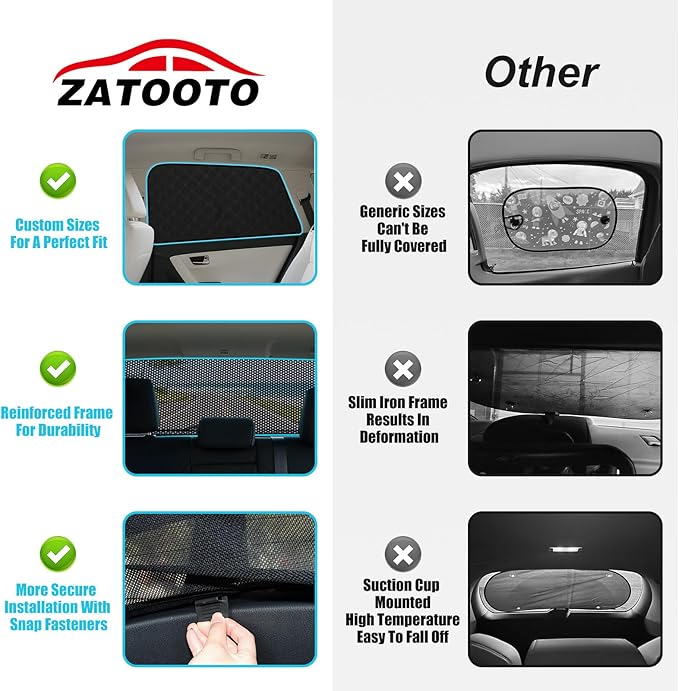 ZATOTOO Car Window Shades for Toyota 4Runner 2017-2024 Sun Shade for Side Window & Rear Windshield Double Layer for Privacy Protection UV Heat Insulation for Camping Nap Parking(No Front Windshield)