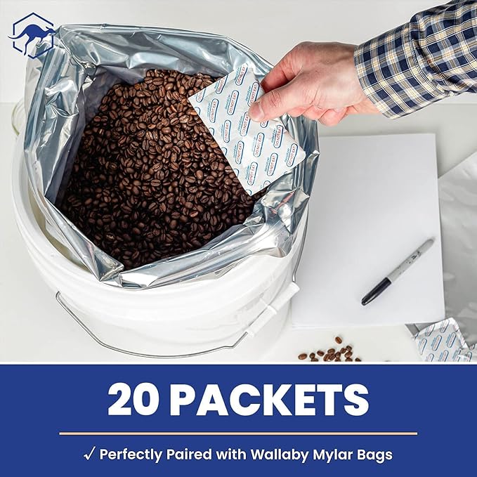 Wallaby 300cc Oxygen Absorbers - 100 Count (10x Packs of 10) + 2500cc Oxygen Absorbers - 20 Count (Individually Sealed) - for Long Term Food Storage & Survival