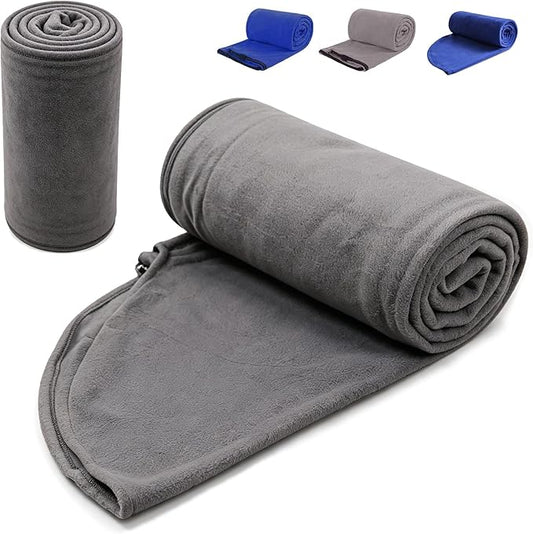 REDCAMP Fleece Sleeping Bag Liner with Hood for Adult Warm or Cold Weather, Long Full Sized Zipper Camping Blanket with Sack for Outdoor Indoor Used, Grey 87"