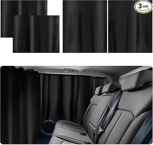 3PCS Larger Size Car Window Shades,Upgraded Car Curtains for Blocking Sunlight & Providing Privacy Protection,Essential Cars Privacy Curtains Includes Rear Window & Divider Curtain