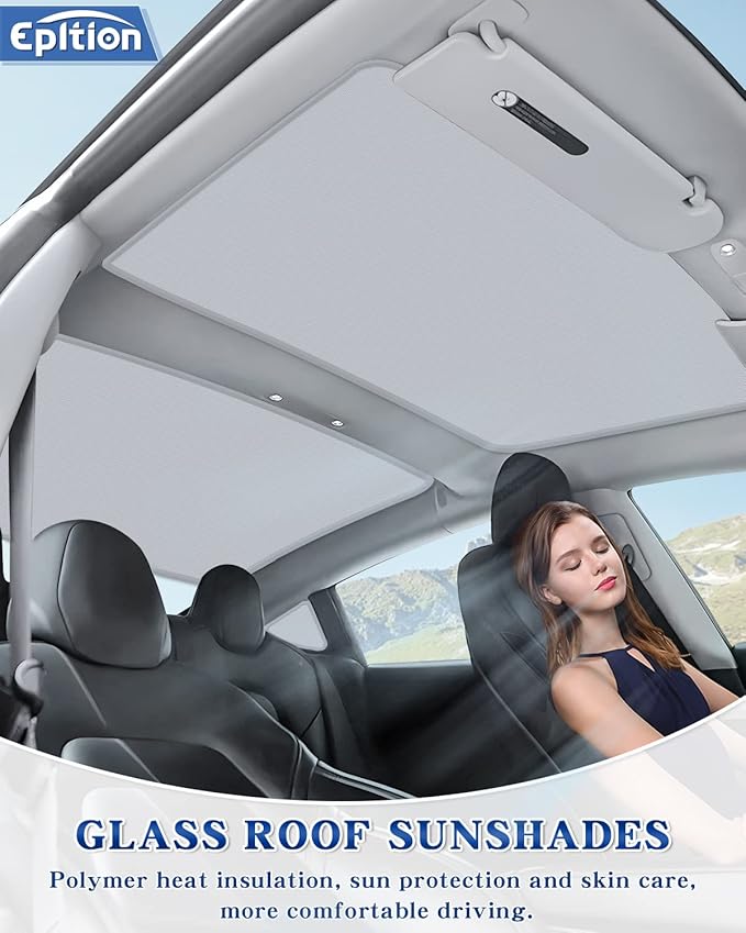 NEW Upgraded White Sunshade Roof for Tesla Model 3/ Highland 2018-2026 Accessories Roof Sun Shade, Sun Protection Heat Insulation No Gap Keep Cool UV Ray Protection, Easy to Install