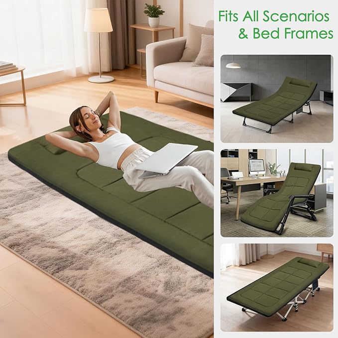 80 x 36 Inch Camping Cot Mattress Floor Mattress Waterproof Sleeping Pad for Camping Travel Easy to Store Floor Pad for Tent Cot Guest Garden Lawn Outdoor Indoor