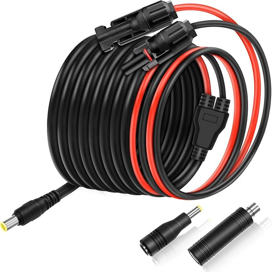COMeap 16.4FT/5M Solar Panel Adapter for Jackery, Compatible with MC-4 to DC 8mm Extension Cable with DC7909 to DC8020/DC5525 Connector for GZ Yeti Jackery Bluetti Solar Power Station 12AWG