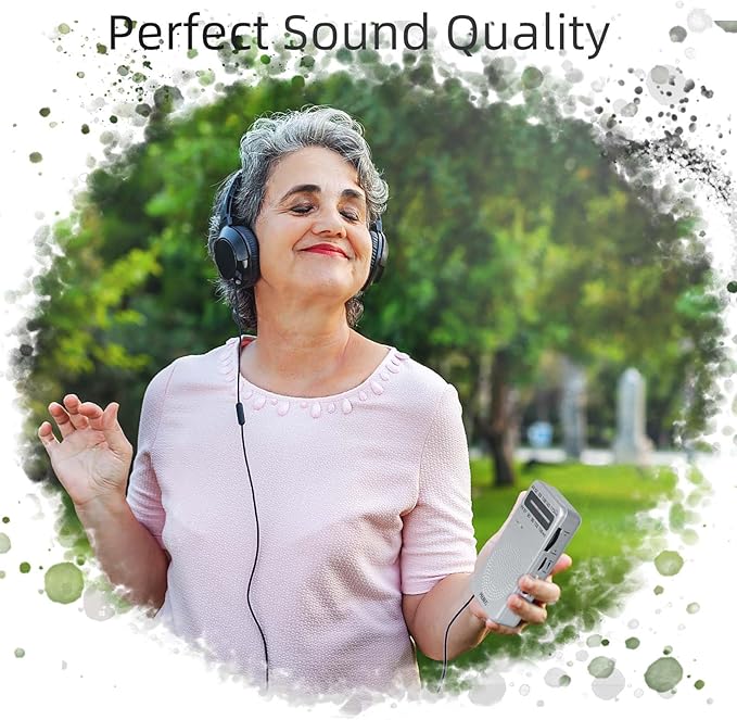 PRUNUS J-166 Portable Radio AM FM, Gifts for Dad and Mom, Battery Operated Radio with Tuning Light, Back Clip, Excellent Reception, AM FM Radios Portable, Transistor Radios