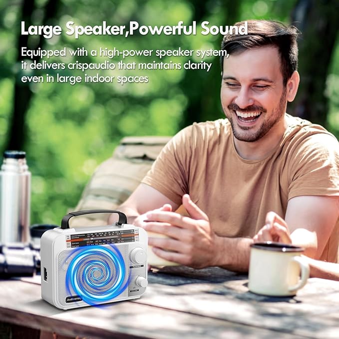 AM/FM/SW1-2 Radio Shortwave Transistor Radio AC or Battery Operated with Best Reception Big Speaker and Precise Tuning Knob with AUX in & 3.5mm Earphone Jack