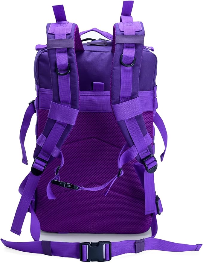 45L Military Tactical Backpack for Men & Women Bug Out Bag Assault pack Molle Daypack Hiking Trekking Rucksack(Purple)