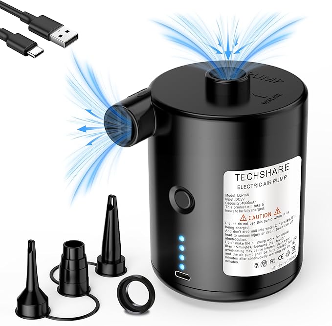 Air Pump for Air Mattress, Air Mattress Pump for Inflatables, Quick Fill Inflator Deflator Air Pump Perfect for Outdoor Camping Inflatable Boat Blow Up Pool Water Toy Car Air Bed