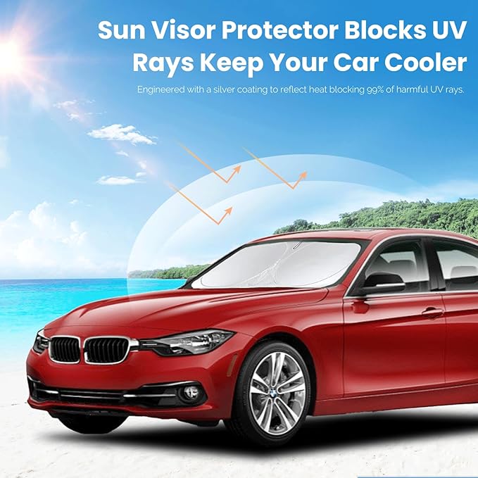 Sun Shade for BMW 3 Series 2019-2025 Windshield Sunshade- Front Window Shade for BMW 330i, 328i, 335i, 320i, 325i F30 F31Sun Visor Protector Blocks UV Rays Heat Sun Shield Accessories