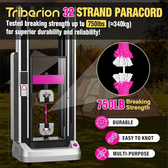 Paracord Rope 750 lb - 100ft 5/32" Parachute Cord 4MM 12-Strand para Cord - Heavy Duty Spool String for Survival,Camping Gear, Survival Bracelet, Clothesline - Rose Pink