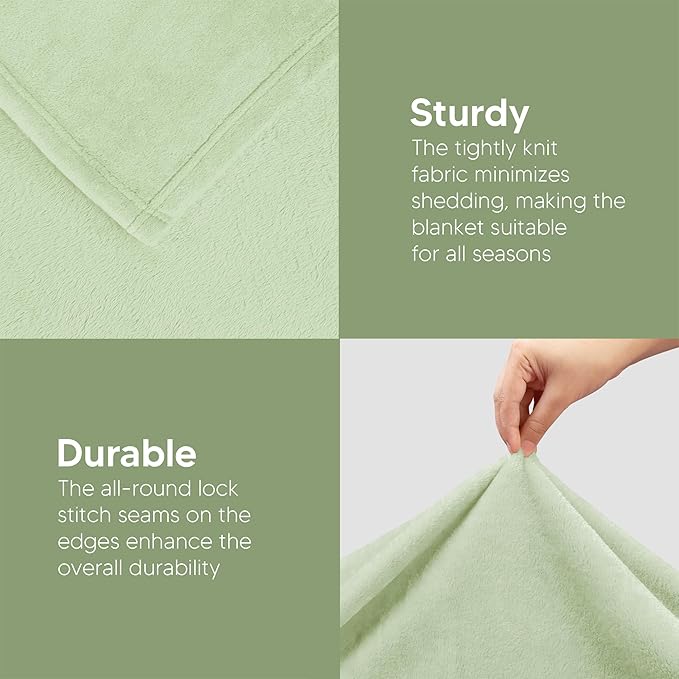 Utopia Bedding Fleece Blanket Twin Size Sage Green 300GSM Luxury Anti-Static Fuzzy Soft Microfiber Bed Blanket (60x80 Inch)