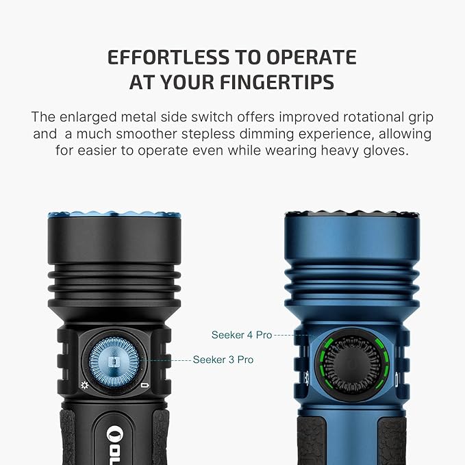 OLIGHT Seeker 4 Pro Rechargeable Flashlights, 4600 Lumens High Powerful Bright Light with USB C Holster, Waterproof IPX8 for Emergencies, Camping, Searching (Midnight Blue Cool White)