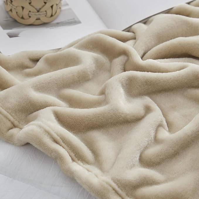 Hansleep Fleece Queen Blanket for Bed Fleece Taupe, Super Soft Flannel Fuzzy, Plush Cozy Blanket for All Seasons, Taupe, Queen 90x90 Inches