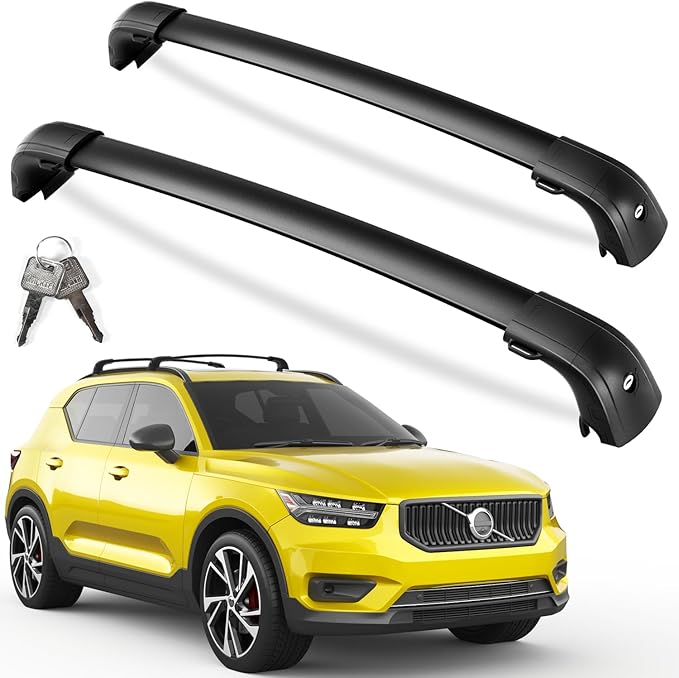 KINGGERI 300lbs Roof Rack Cross Bars Compatible with Volvo XC40 XC-40 2018-2026, Lockable Heavy Duty Aluminum Roof Rails Crossbars Cargo Bars Canoe Snowboard Rooftop Black Carrier Luggage