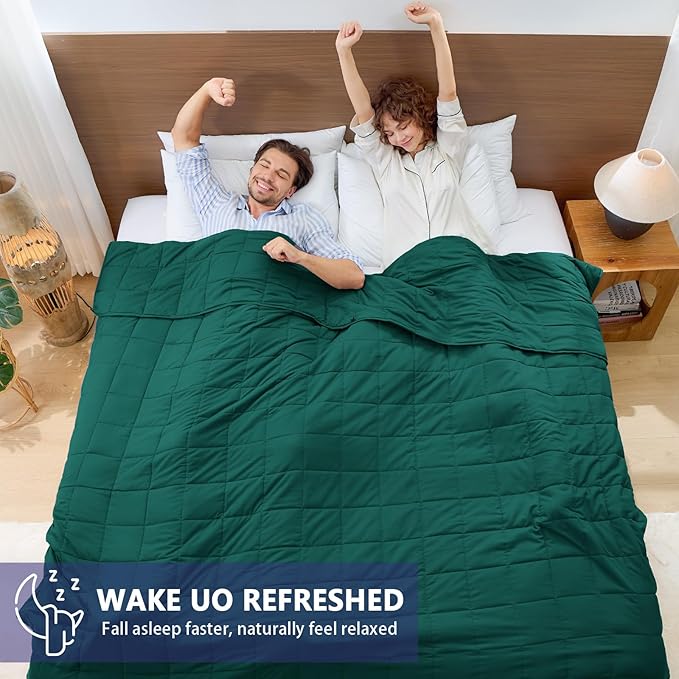 King Size Weighted Blanket for Adults (25 lbs, 80” x 87”, Dark Green) Cooling Heavy Blanket for Sleeping Perfect for 240-260 lbs, Breathable Blanket for Adults & Couple All Season, Machine Washable