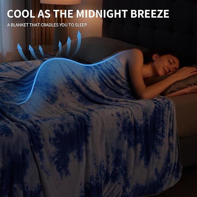 Guohaoi Cooling Blanket (90"x108"King Size) for HotSleepers,Decortive Tie Dye,Absorbs Heat to Keep Body Cool for Night Sweats,Arc-Chill Q-Max >0.5Cool Fiber,Keep Cool,All-Season.