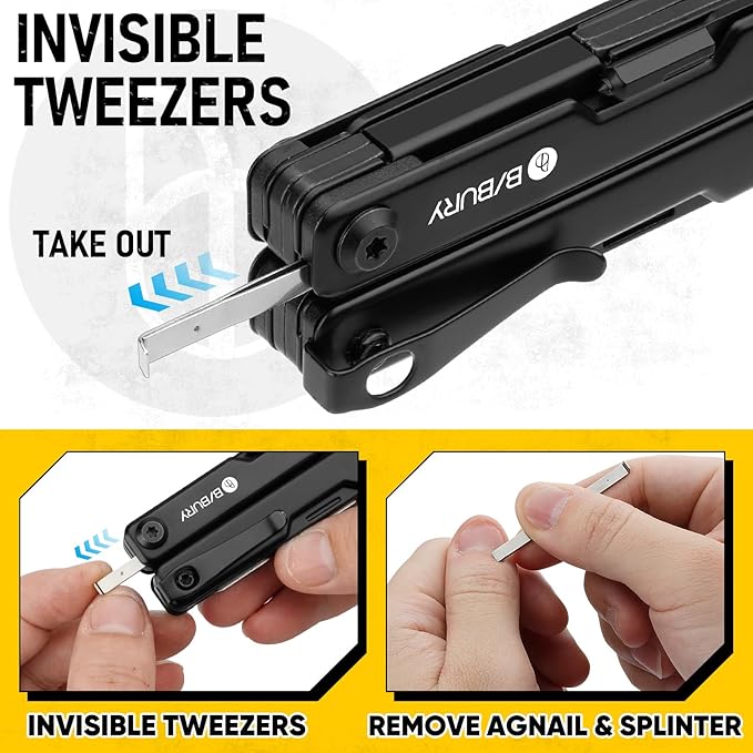 BIBURY Mini Multitool Pliers BI2051AB, Mini EDC Multi Tool with Pocket Clip for Outdoor Survival, Gifts for Men and Women, Gifts for Him Husband Boyfriend, Essential EDC Gear Tool