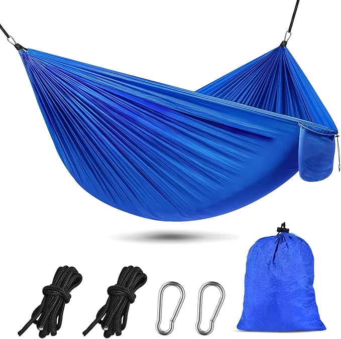 OBTANIM Camping Hammock 500lbs Portable Lightweight Single or Double Hammock with Tree Straps and Carry Bag for Camping Backpacking Hiking Travel Beach Outdoor Indoor (Dark Blue)