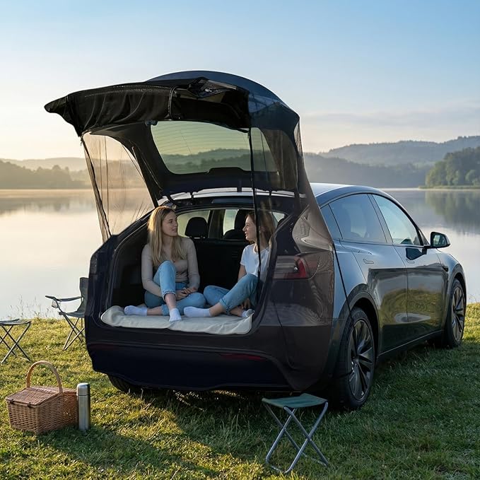 TECUUL Car Camping Tailgate Mesh Screen for SUV, CUV, Mini Van, Tailgate Essentials Ventilation and Mosquito Prevention Magnetic Mosquito Net Easy Installation Camping Essentials Car Accessories