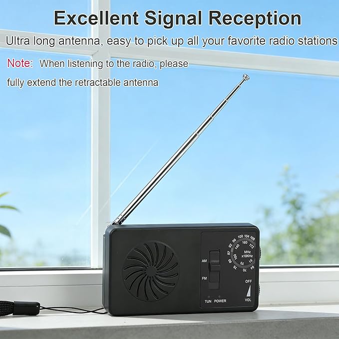 Pocket Mini Radio, Portable AM FM Worldband Radio with Best Reception, 2AAA Battery Operated Transistor Radio with Earphone Jack, Loud Speaker for Indoor/Outdoor/Emergency & Gift
