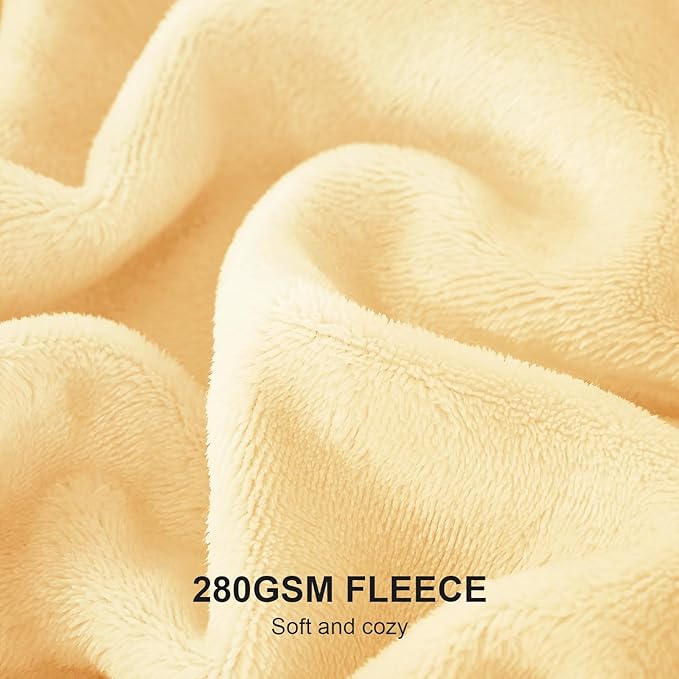 Hansleep Fleece Cream Yellow Throw Blanket, Super Soft Flannel Fuzzy Plush Cozy Blanket for All Seasons, Cream Yellow, Throw 50x60 Inches