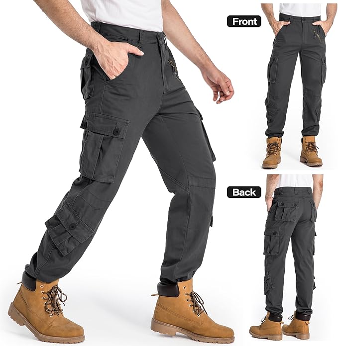 Men's BDU Casual Military Pants, Tactical Wild Army Combat ACU Rip Stop Camo Cargo Work Pants Trousers with 8 Pockets