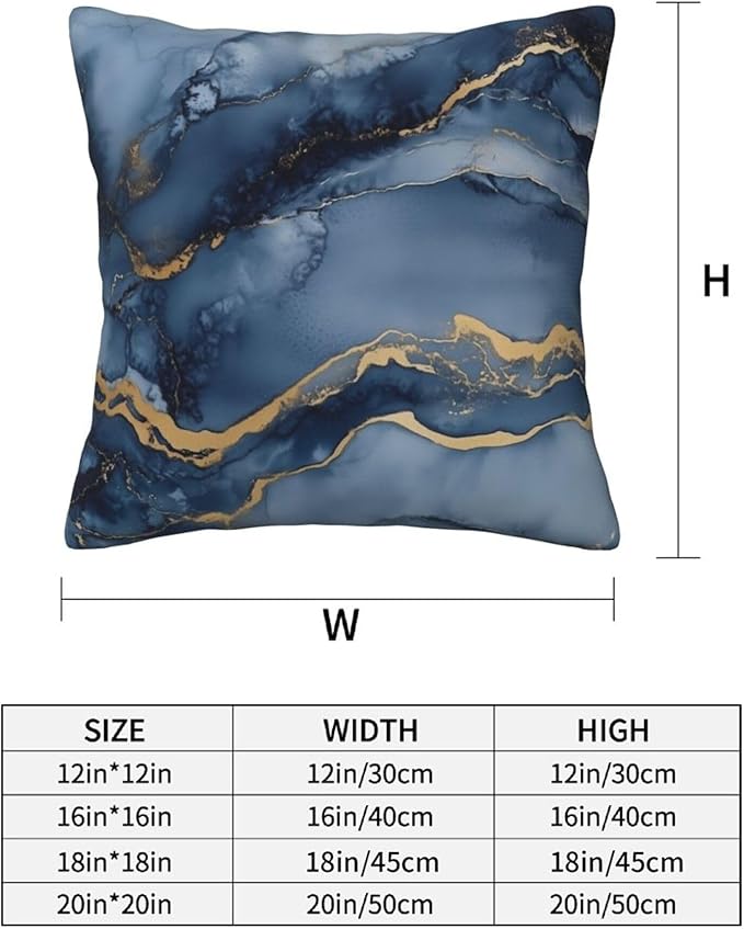 Marble Blue and Gold Throw Pillow Covers 18x18 inch Set of 2 Abstract Texture Pillow Case Cushion Cover for Home Sofa Couch Living Room Car Decor