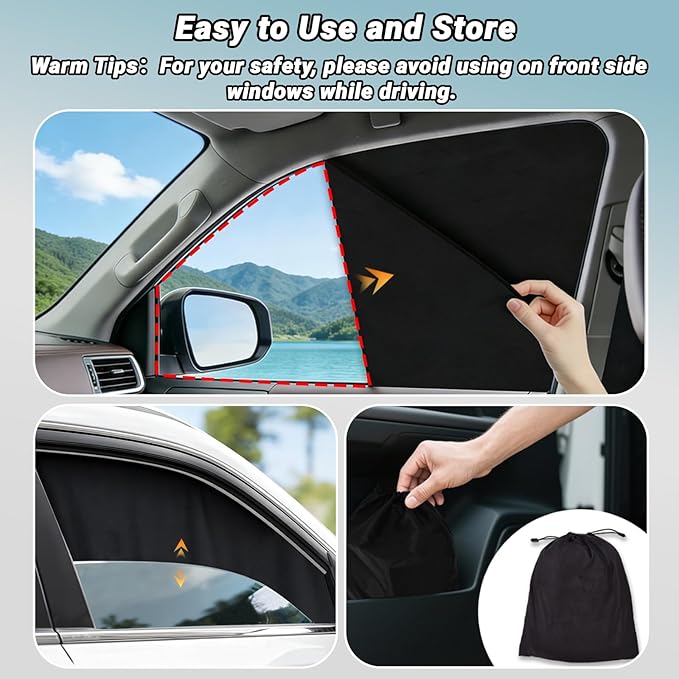 XCBYT Car Window Shades for 2017-2024 Toyota 4Runner, Suede Fabric Car Window Covers for Privacy, Custom Fit Design Without Built-in Steel Rings, UV & Heat Protection, Magnetic Installation