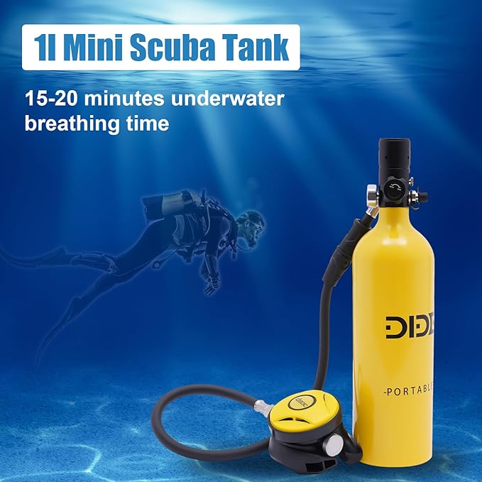 Mini Scuba Tank, 0.5L/1L Mini Diving Tank 5-10/15-20 Minutes Underwater Breath Device Portable Diving Oxygen Tank Kit, Portable Lung Tank for Emergency Rescue Underwater Exploration