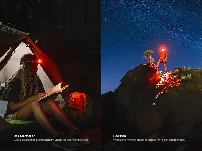 Fenix HM55R Rechargeable Headlamp, 1200 Lumen Spotlight Floodlight & Red Light, Lightweight, Long Runtime, USB Charging, Waterproof for Camping, Hiking, Running with Lumentac Organizer (Nebular)