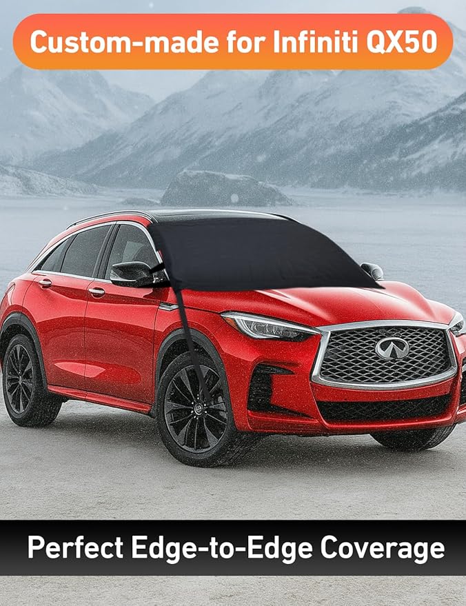 EcoNour Car Snow Cover Compatible for Infiniti QX50 QX55 | Windshield Cover for Ice and Snow with S-Hook Straps | Heavy-Duty 600D Oxford Winter Car Cover, Waterproof & Anti-Slip