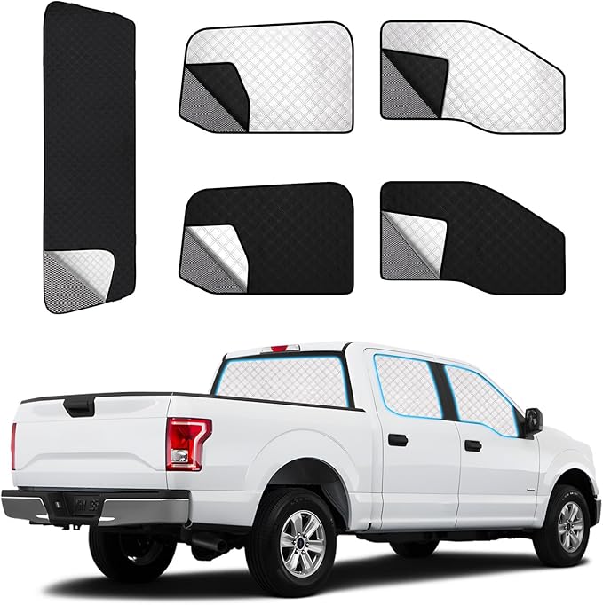 ZATOTOO Car Window Shades for Ford F150 2016-2024 Sun Shade for Side Window & Rear Windshield Window Double Layer for Privacy Protection UV Heat Insulation for Camping Nap Parking(No Front Windshield)