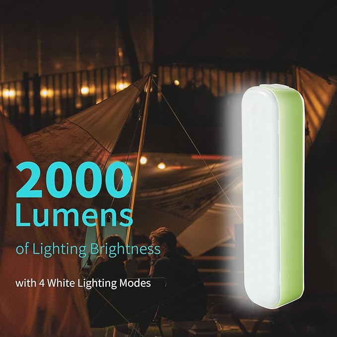 Solar Rechargeable Camping Lantern - 2000 Lumens, 4 Light Modes, Solar & USB Charging (Green)