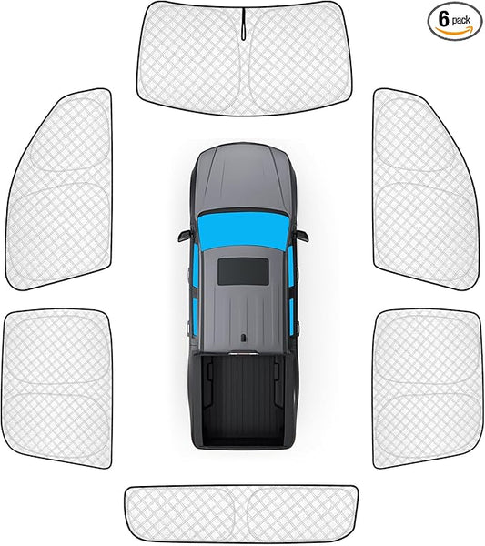 KMF 6pcs Thicken Sun Shades for Ford Maverick 2022-2025 Accessories, Custom Fit Full Car Window Covers Sunshade for Windshield Side Rear, UV Block and Blackout Privacy for Camping Outdoor