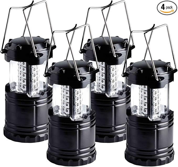KPKJOO Lantern Collapsible Camping Light, Battery Operated Lanterns LED Super Bright for Power Outages Indoor Emergency Outdoor Camping Hiking Kit (4, LED)