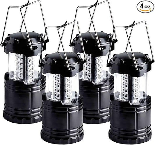 KPKJOO Lantern Collapsible Camping Light, Battery Operated Lanterns LED Super Bright for Power Outages Indoor Emergency Outdoor Camping Hiking Kit (4, LED)
