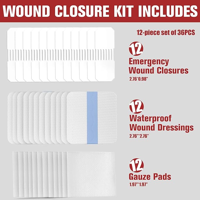 Butterfly Bandages Emergency Wound Closure - HSA or FSA Eligible - Dotodo 12PCS Repair Wounds Without Stitche | Rapid Butterfly Closure Bandages, Transparent