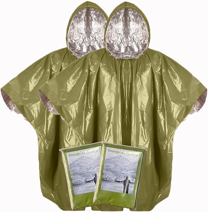 Thickened Emergency Rain Poncho, Thermal Poncho Survival Blankets Reusable Survival Ponchos for Camping, Hiking