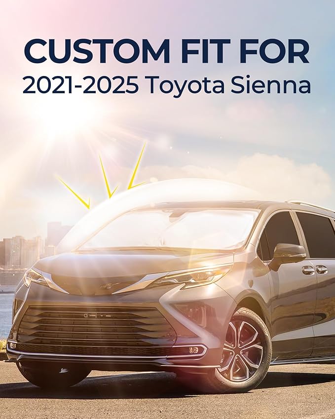 for Toyota Sienna 2021-2025 Car Window Shades, 8pcs Privacy Sun Shade Set for Front Windshield Side and Rear Windows, Full Window Covers Keeps Vehicle Cool for Camping Napping