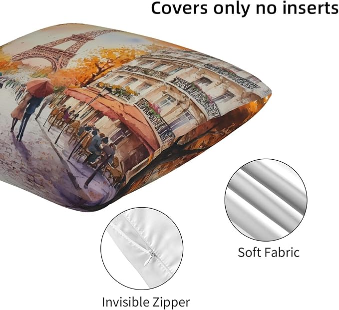 Paris Eiffel Throw Pillow Covers 18x18 inch Set of 2 Pillow Case Cushion Cover for Home Sofa Couch Living Room Car Decor