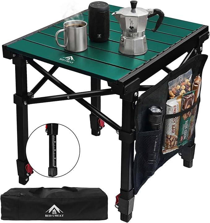 Camping Table Portable Foldable with Adjustable Height, Lightweight Collapsible Aluminum Roll-Up Camp Table with Storage Bag & Carry Bag, Heat-Resistant for RV Picnic BBQ Camping (Small 16"×13")