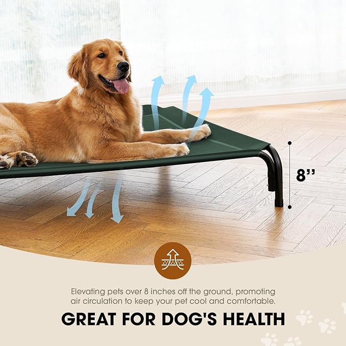 Czpalo Elevated Pet Bed, Raised Outdoor Dog Bed for Extra Large Sized Dog, Portable Cooling Pet Cot with Breathable & Washable Mesh, Indoor & Outdoor Pet Hammock with Skid-Resistant Feet.