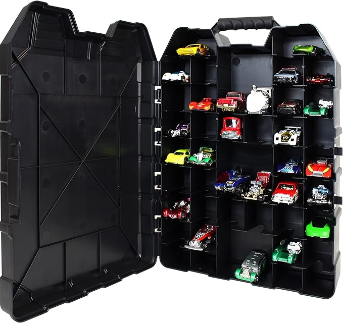 Tara Toys Hot Wheels 48-Car Storage Case – Durable Plastic Carrying Case with Handle for Die-Cast Toy Cars, Fits 1:64 Scale Vehicles, Organizer for Kids Travel & Display
