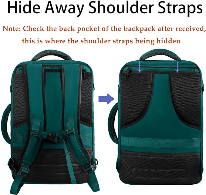 MATEIN Travel Backpack for Men Women, Carry on Backpack for Airplanes, Simple Daypack with Trolley Sleeve, Gifts for International Travelers, 35L, Peacock Blue