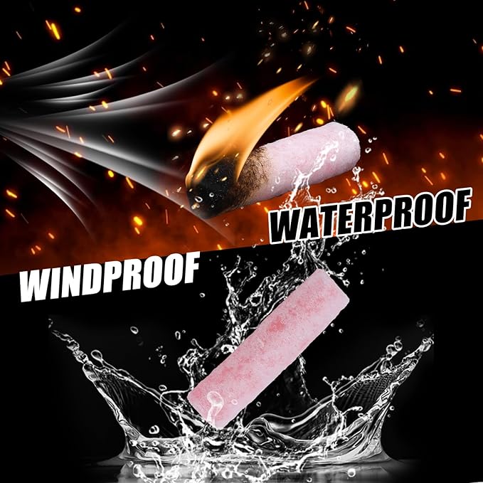 60 Pack Waterproof Fire Starters with 5+ Minute Burn for Camping, Emergency, Fire Pits, Grills,Non-Toxic