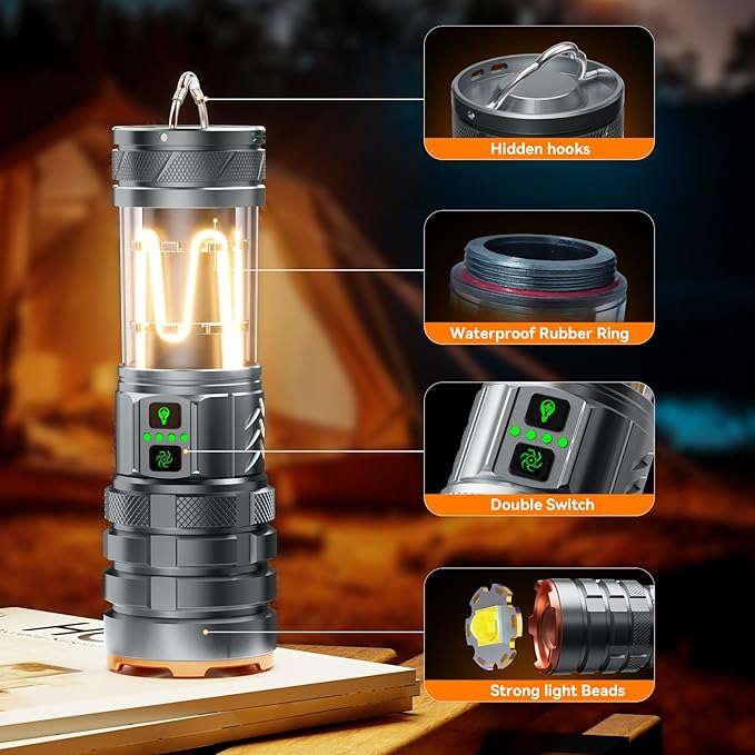 ADDplus Camping Flashlights,90000 Lumens 5000mAh Super Bright High Lumens Rechargeable Flashlight with 11 Modes,Waterproof,Adjustable LED Multi-Flashlight for Car,Outdoor,Camping,Walking,Tactical