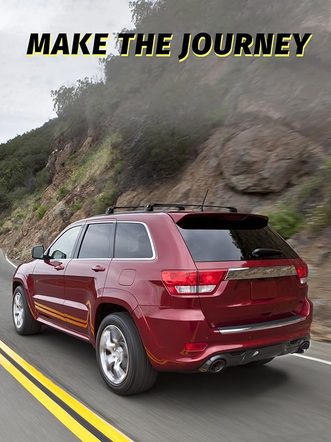 Roof Rack Cross Bars Compatible with Grand Cherokee Altitude & SRT & Trackhawk with Roof Black Moldings 2011-2021 with Anti-Theft Lock, Black Matte Aluminum Anti-Corrosion Crossbars